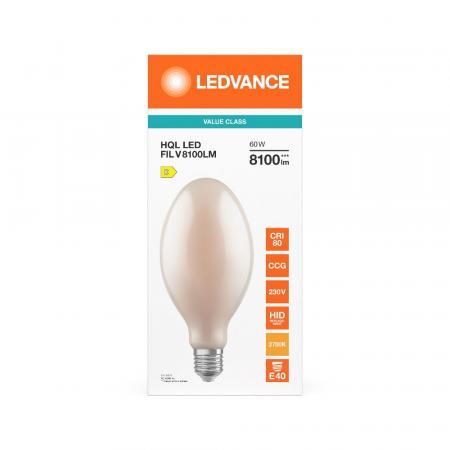 Ledvance E40 HQL LED FIL Straßenlampe 8100lm 60W wie 250W 827 2700K IP65