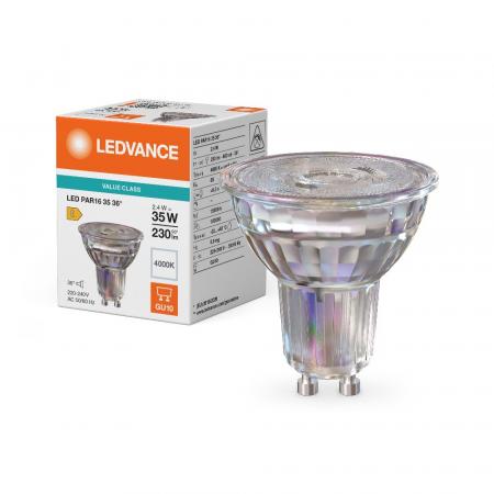 Ledvance GU10 PAR16 LED Spot 36° 2.4W wie 35W 4000K 840 universalweißes Licht