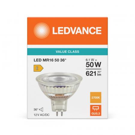 Ledvance GU5.3 MR16 LED Strahler 36° 6.1W wie 50W 2700K warmweißes Licht mit kleinem Lichtwinkel