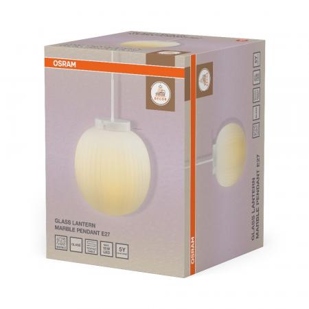 OSRAM DECOR GLASS LANTERN MARBLE PENDANT E27 HÄNGELEUCHTE Marmor/Glas