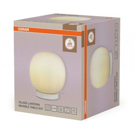 OSRAM DECOR GLASS LANTERN MARBLE TABLE E27 TISCHLEUCHTE Marmor/Glas
