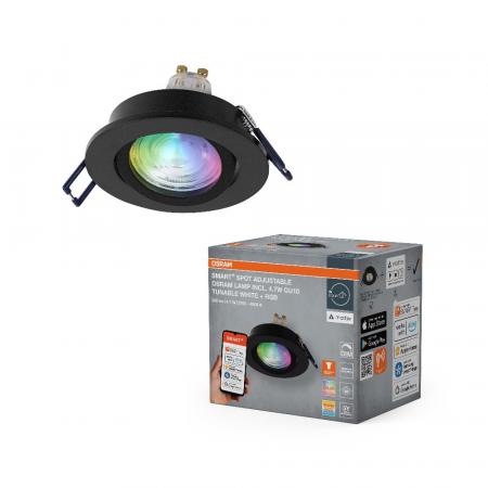 OSRAM SMART+ MATTER LED Spot Recess GU10 Adjustable 4,7W RGBW Sand Schwarz IP20 Einbaustrahler - Einbaudurchmesser 68mm, Einbautiefe 100mm