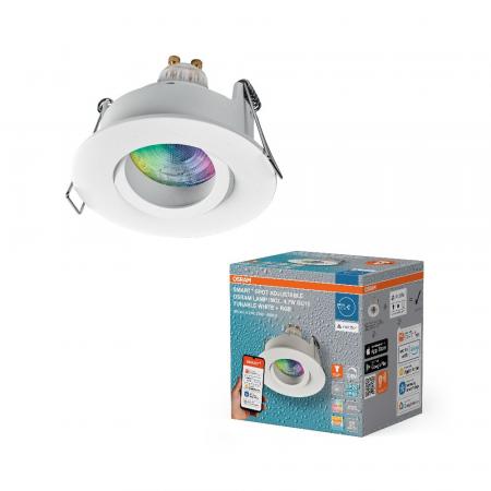 OSRAM SMART+ MATTER LED Spot Recess GU10 IP65 Adjustable 4,7W RGBW Sandweiß Einbaustrahler - Einbaudurchmesser 68mm, Einbautiefe 115mm