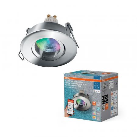 OSRAM SMART+ MATTER LED Spot Recess GU10 IP65 Adjustable 4,7W RGBW Chrome Einbaustrahlerr - Einbaudurchmesser 68mm, Einbautiefe 115mm