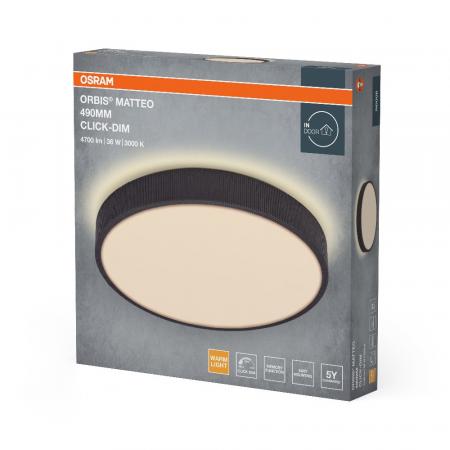 OSRAM ORBIS MATTEO 490mm 36W CLICK DIM 830 GRAU DECKENLAMPE