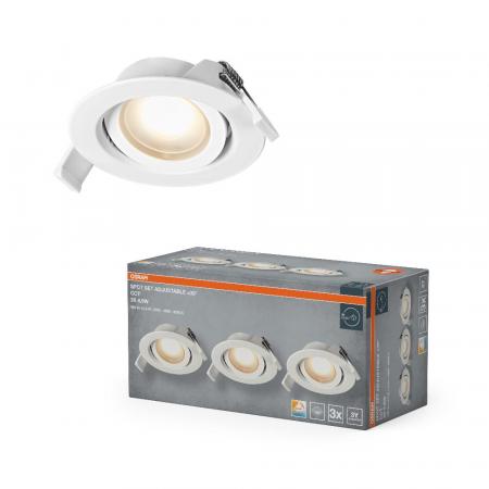 3er Set OSRAM LED Spot Set Recess CCT Adjustable 4,9W CCT 120° Weiß Einbaustrahler - Einbaudurchmesser 75mm, Einbautiefe 40mm