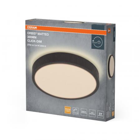 OSRAM ORBIS MATTEO 390mm 24W CLICK DIM 830 GRAU DECKENLAMPE