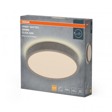 OSRAM ORBIS MATTEO 390mm 24W CLICK DIM 830 HELLGRAU DECKENLAMPE
