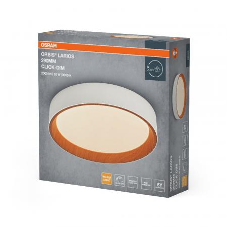 OSRAM ORBIS LARIOS 290mm 16W CLICK DIM 830 HOLZDEKOR WEISS DECKENLAMPE