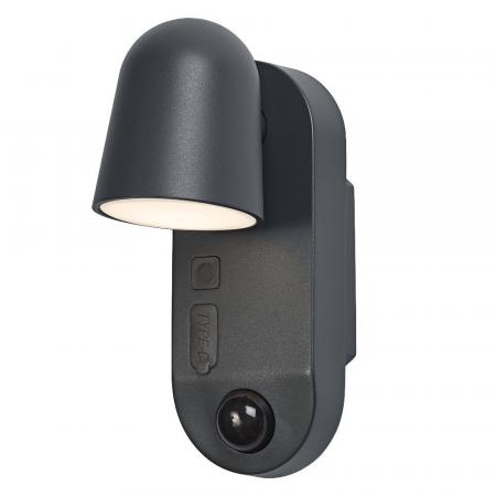 OSRAM ENDURA Style USB Adjustable Round Sensor IP54 Dark Grey Akku Außenwandleuchte