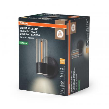 OSRAM ENDURA Decor Filament Wall Daylight Sensor 6.5W IP54 Dark Grey Außenwandleuchte