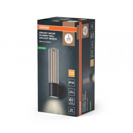 OSRAM ENDURA Decor Filament Wall Daylight Sensor 8W IP54 Dark Grey Außenwandleuchte