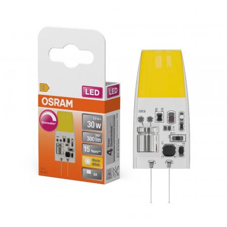 OSRAM G4 LED PIN MICRO 2,5W warmweiß 300lm 260° 2700K klar – LED 12V Stiftsockellampe 30W Ersatz dimmbar