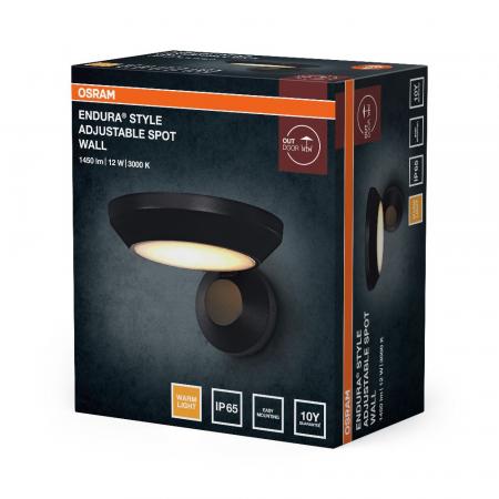 OSRAM ENDURA Style Adjustable Spot IP65 Wall 12W Dark Grey