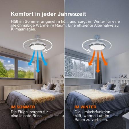 OSRAM Ceiling Fan Poniente 1060 mm 66W CCT Deckenventilator mit LED-Licht und Fernbedienung