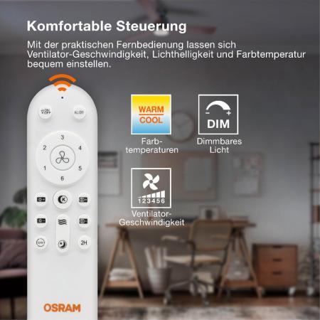 OSRAM Ceiling Fan Solano 490 mm 43 W CCT LED Deckenventilator mit Licht