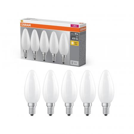 5er-PACK OSRAM LED Leuchtmittel E14 MATT 4W=40W warmweisses Licht