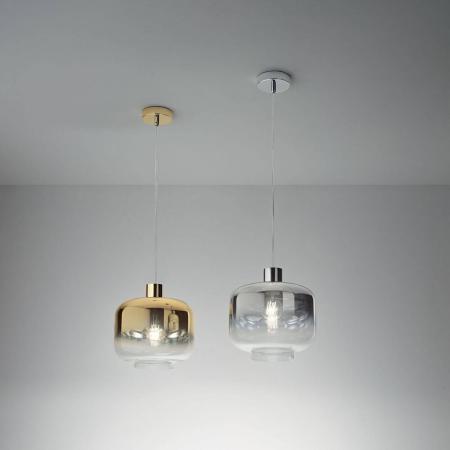 Cathy Pendelleuchte transparent mit Farbverlauf gold geblasenes Glas von Fabas Luce