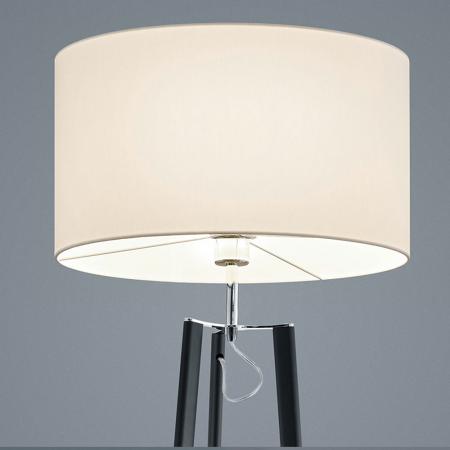 Dreibein Stehleuchte Helestra CERTO mit weißem Schirm