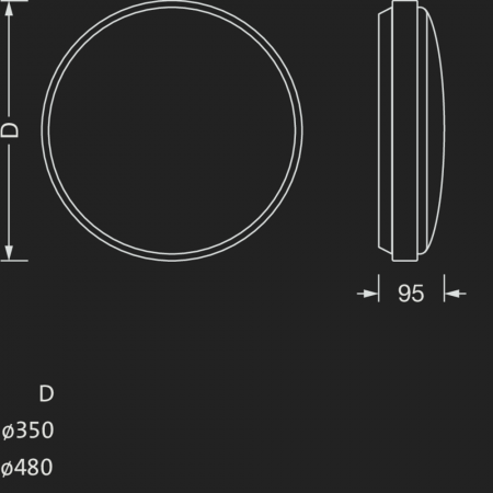 Siteco Round 31 Wandleuchte Lichtfarbe 830, DALI 2, HF-Sensor, Ø480 4250lm 35,5W