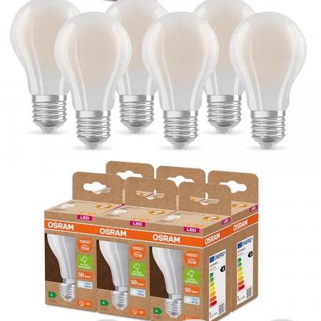6er Set OSRAM E27 besonders effiziente LED Lampen matt 5W wie 75W 4000K neutralweißes Licht - beste Energie Effizienz Klasse