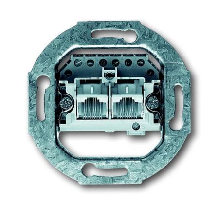 Busch-Jaeger 0214 UAE-Anschlussdose mit Schrägauslass 2 parallel geschaltete Steckbuchsen 2x8 (8)-polig
