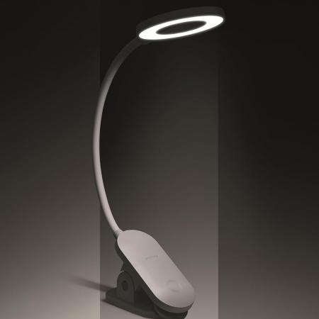 Philips LED Akku Klemmleuchte Forys in Weiß mit Klemme, USB & Akku , neutralweiß