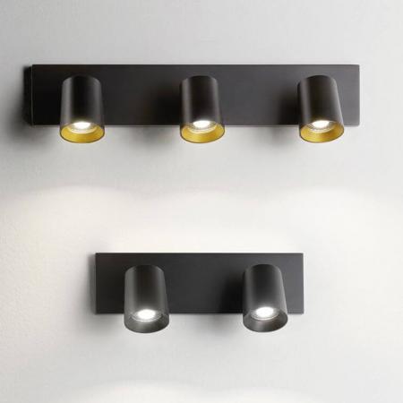 Modo Dimmbarer 2-er Wand-Spot mit hochwertiger Oberfläche in Schwarz von Fabas Luce