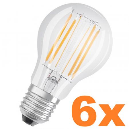 6er Aktionspack OSRAM E27 LED SUPERSTAR PLUS Lampe HD LIGHTING klar dimmbar 7,5W wie 75W warmweißes Licht & hohe Farbwiedergabe