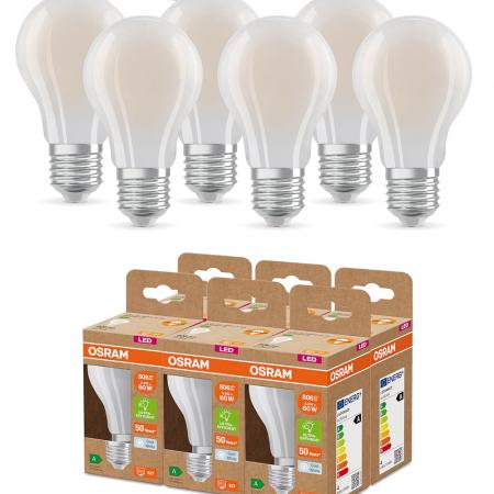 6er Set OSRAM E27 besonders effiziente LED Lampe 3,8W wie 60W 4000K neutralweißes Licht matt - beste Energie Effizienz Klasse