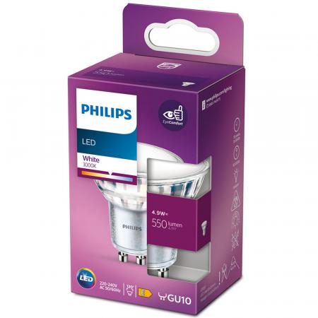 12er Vorratspack Philips GU10 LED Strahler 4,9W wie 50W warmweißes akzentuiertes Licht 3000K breiter Abstrahlwinkel 120°