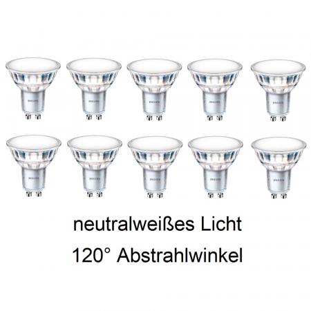 10 x Philips GU10 LED Strahler 4,9W wie 50W Glas neutralweiß breiter Abstrahlwinkel 120°