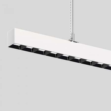 Siteco Silica 21 Hängeleuchte direkt/indirekt symmetrisch breit strahlend, ELDACON® L, Darklight-Reflektor, schwarz, Lichtfarbe 840, UGR ≤ 19, DALI 2, verkehrsweiß (RAL 9016)