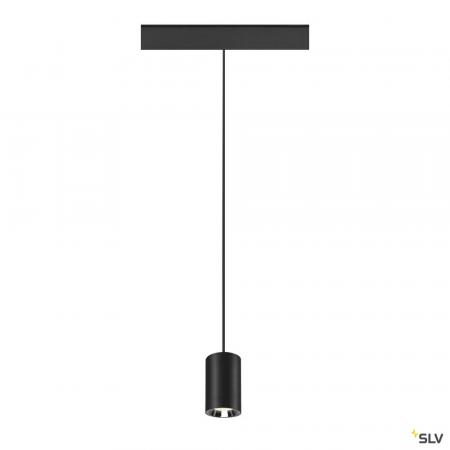 SLV 1006797 NUMINOS® XS, 48V Pendelleuchte, Pendellänge 150 cm, 4000 K, 20°, DALI 2, matt schwarz / glänzend chrom