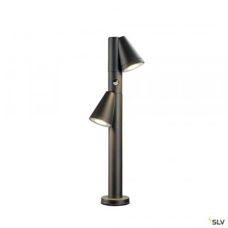 SLV 1008015 T-TUBE 70 POLE, Outdoor Stehleuchte, GU10, double, Sensor, IP44, max. 10 W, schwarz