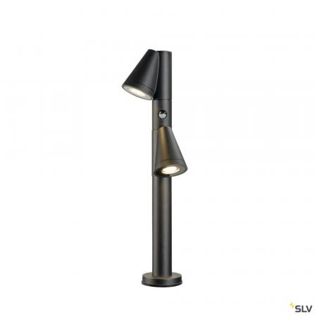 SLV 1008015 T-TUBE 70 POLE, Outdoor Stehleuchte, GU10, double, Sensor, IP44, max. 10 W, schwarz