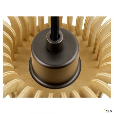 SLV 1008045 WUD, Pendelleuchte, E27, half round, offenes Kabelende, 1 x max. 60 W, schwarz