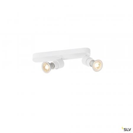 SLV 1008232 PURI 2.0 Basic, Wand- und Deckenaufbauleuchte, asymmetrisch, rund, 2 x max. 6 W GU10, weiß