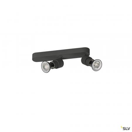 SLV 1008233 PURI 2.0 Basic, Wand- und Deckenaufbauleuchte, asymmetrisch, rund, 2 x max. 6 W GU10, schwarz