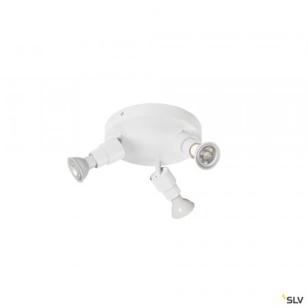 SLV 1008236 PURI 2.0 Basic, Wand- und Deckenaufbauleuchte, rund, 3 x max. 6 W GU10, weiß