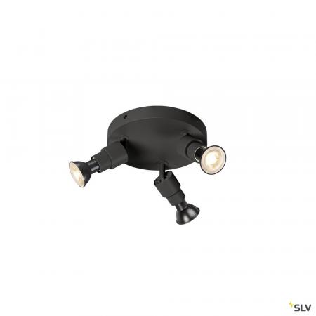 SLV 1008237 PURI 2.0 Basic, Wand- und Deckenaufbauleuchte, rund, 3 x max. 6 W GU10, schwarz