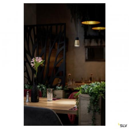 SLV 1008263 PURI 2.0 Dome, 1~ Pendelleuchte, GU10, Pendellänge 200 cm, 1x max. 6 W, schwarz / gold