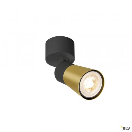 SLV 1008289 PURI 2.0 Cone, Wand- und Deckenaufbauleuchte, 1x max. 6 W GU10, schwarz / gold