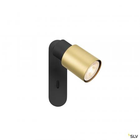 SLV 1008297 PURI 2.0 Tube, Wand- und Deckenaufbauleuchte, Schalter, rechteckig, 1x max. 6 W GU10, schwarz / gold