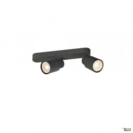 SLV 1008308 PURI 2.0 Tube, Wand- und Deckenaufbauleuchte, asymmetrisch, 2 x max. 6 W GU10, schwarz