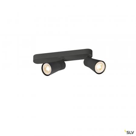 SLV 1008312 PURI 2.0 Cone, Wand- und Deckenaufbauleuchte, asymmetrisch, 2 x max. 6 W GU10, schwarz