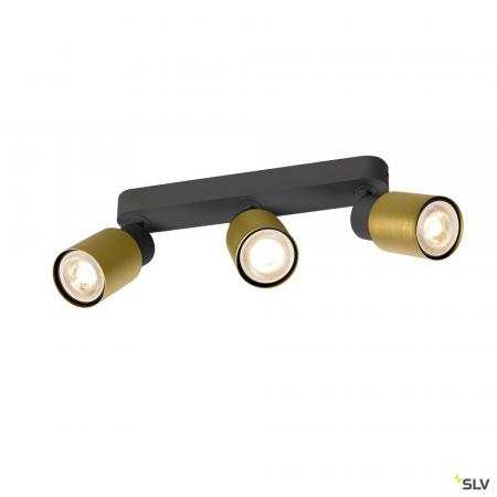 SLV 1008321 PURI 2.0 Tube, Wand- und Deckenaufbauleuchte, long, 3 x max. 6 W GU10, schwarz / gold
