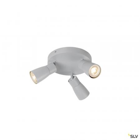 SLV 1008343 PURI 2.0 Dome, Wand- und Deckenaufbauleuchte, rund, 3 x max. 6 W GU10, grau