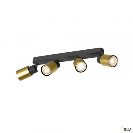 SLV 1008345 PURI 2.0 Tube, Wand- und Deckenaufbauleuchte, long, 4 x max. 6 W GU10, schwarz / gold