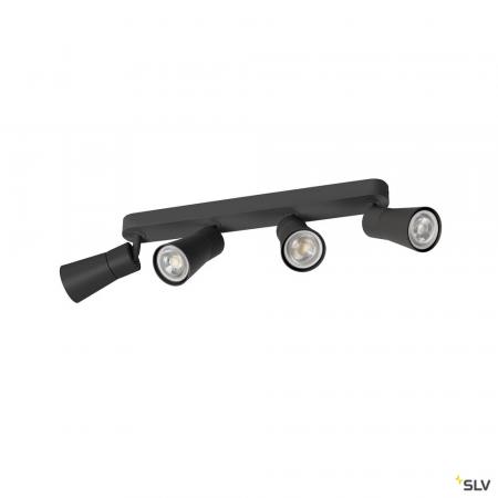 SLV 1008348 PURI 2.0 Cone, Wand- und Deckenaufbauleuchte, long, 4 x max. 6 W GU10, schwarz